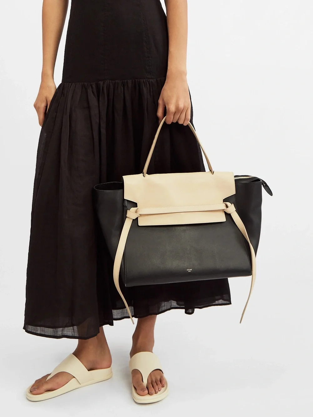 Celine Black and Cream Two-Tone Leather belt bag